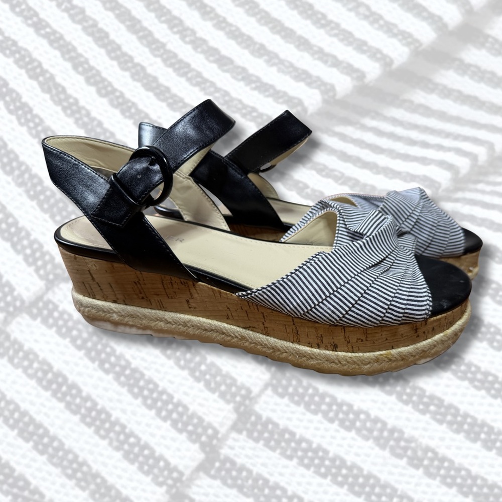 Marc Fisher Black and White Wedge Sandals